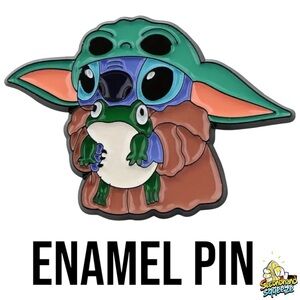 Stitch x Grogu Enamel Pin – Fan Art Crossover